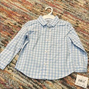 Falls Creek Light Blue Checkered Kids Button Down Shirt